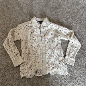 House of Harlow 1960 Cream Leather Shirt